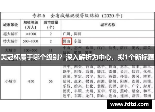 美冠杯属于哪个级别？深入解析为中心，拟1个新标题