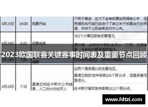 2023欧国联赛关键赛事时间表及重要节点回顾 2023欧国联赛关键赛事时间表及重要节点回顾